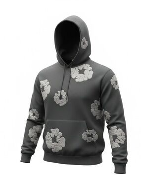 Denim Tears Black Monochrome Cotton Wreath Hoodie NWT M